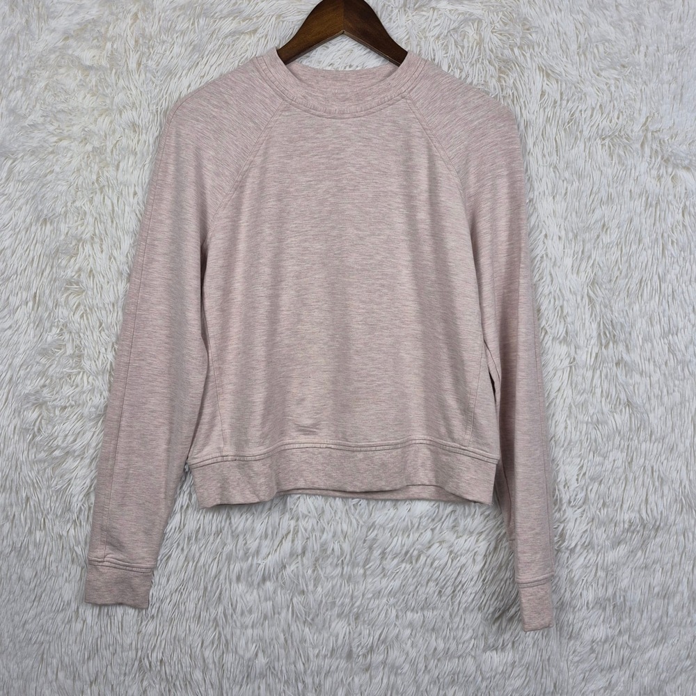 Lululemon Pink Heathered Warm Down Crewneck Sweatshirt Pullover‎ Sz M Athleisure